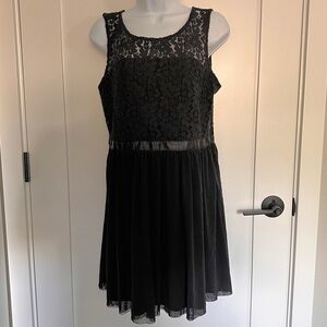 Little black dress lace overlay on top sleeveless